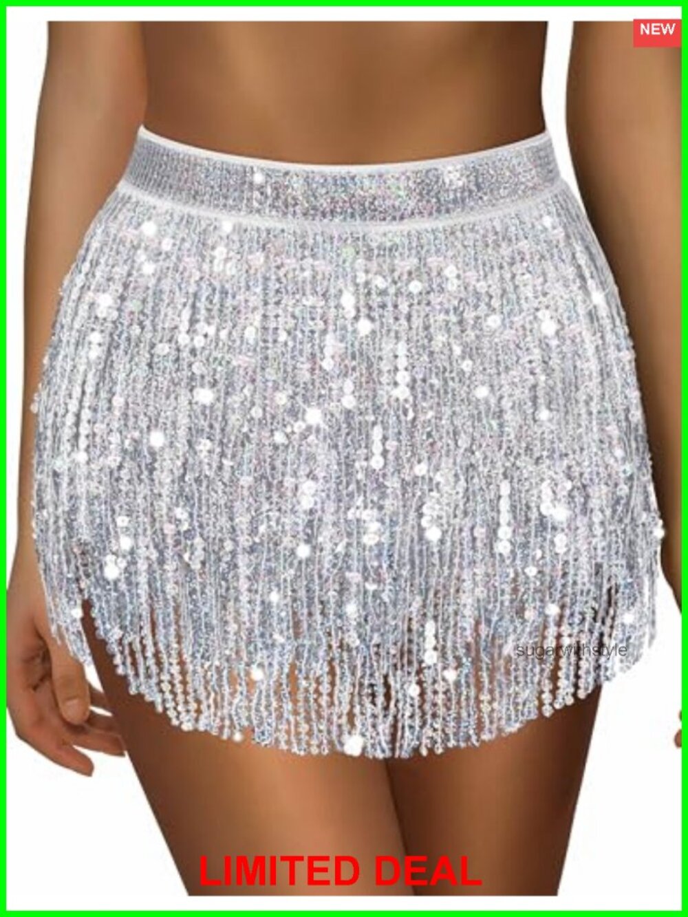 Sequin Tassel Fringe Hip Scarf Skirt Belly Dance Rave Festival Costume
